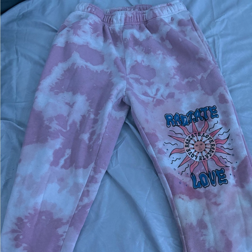 Pink and white tie dye sweatpants